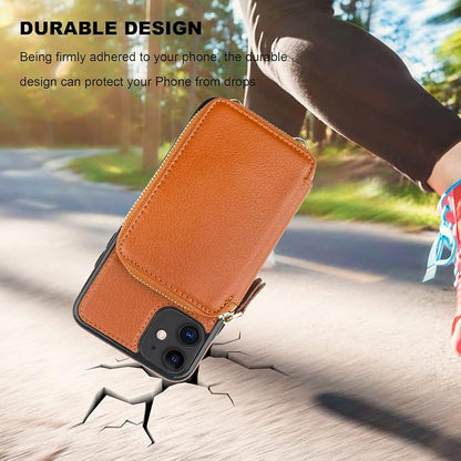 Bocasal RFID Blocking Wallet Case for iPhone 11, Adjustable Crossbody Zipper Purse Case Card Holder with Kickstand Detachable Wrist Strap, PU Leather Flip Folio Case 6.1 Inch (Brown)