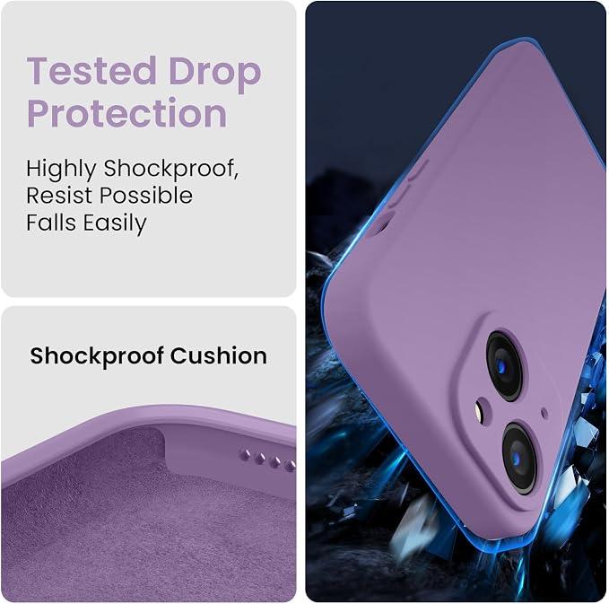 FireNova Designed for iPhone 15 Plus Case, Silicone [Camera Protection] Case, Soft Anti-Scratch Microfiber Lining Inside, 6.7 inch, Light Purple