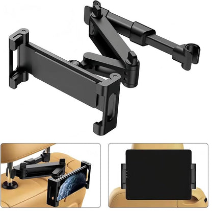 Car Headrest Mount: 3-in-1 Extendable Car Tablet Holder for Backseat, Road Trip Essentials for Kids (Fits 4-15" Phones & Tablets)