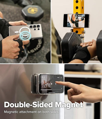 Ringke Dual Magnetic Silicone Ring [Compatible with MagSafe] Phone Grip, Dual-Sided Powerful Magnet, Lightweight (0.04 lb) & Super Slim (0.13 in) Soft Holder for iPhone, Galaxy, Pixel - Black