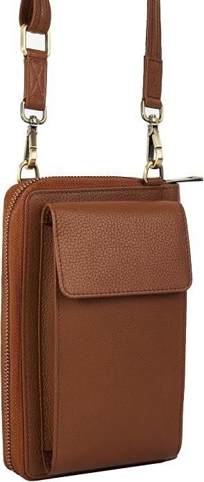 BULL GUARD Crossbody Leather Wallet Phone Purse, Anti Theft and RFID Blocking, Elegant Design for Travel