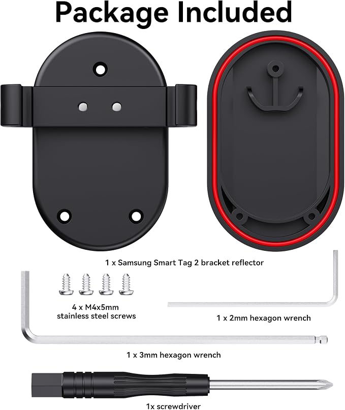DDJ Bike Mount Compatible with Samsung Smart Tag 2/Moto Tag/AirTag Case, Hidden Under Bicycle Seat, Waterproof Anti-Theft Bike GPS Tracker Mount with Tools for Mountain Bikes, Electric Bicycle