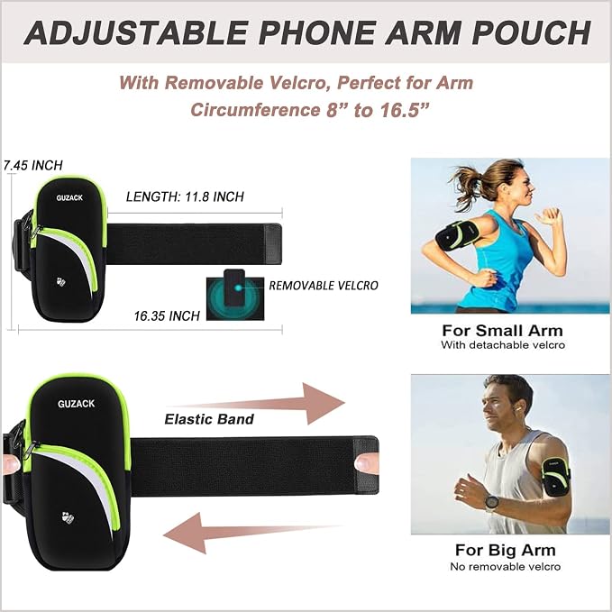 Armband Cell Phone Holder for Running Workout Exercise Sports Phone Arm Bands Pouch Bag, Running Armband for iPhone16 15 14 13 12 11 Pro Max XS XR X Plus Samsung Galaxy Up to 6.9"
