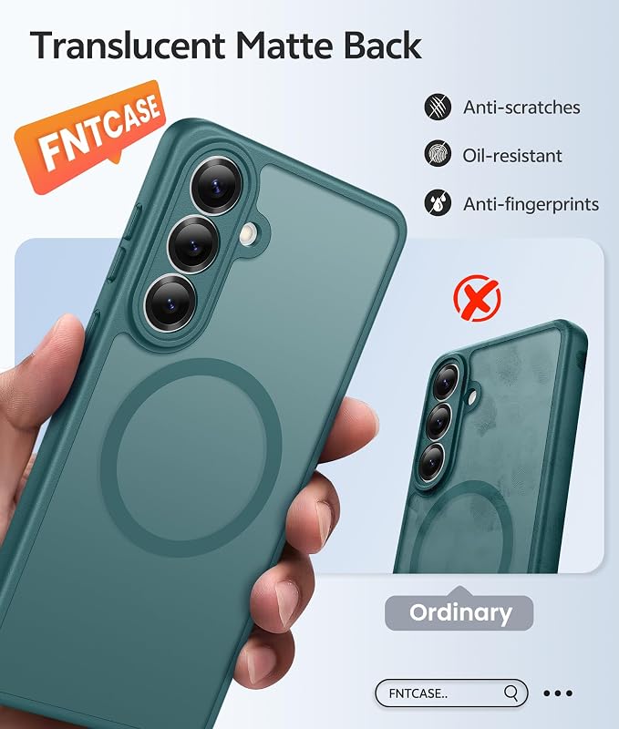 FNTCASE for Samsung Galaxy S26+ Plus Case: [Fit for Magsafe] [Full Camera Protection + Screen Protector] Translucent Matte Military Grade - Shockproof Protective Phone Cover for S26 Plus - Sage Green