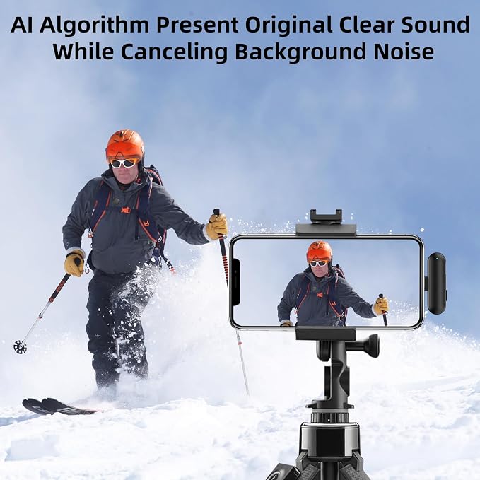 Wireless Microphone for iPhone 17 16 15 - Ai Noise Cancelling Mini Microphone USB C for Android Phone, Lavalier Mic with 35H Charging Case for Video Recording Vlogging YouTube Tiktok