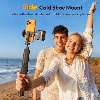 ULANZI Phone Tripod, SK27 61" Extendable Selfie Stick for iPhone, 2 in 1 Adjustable Tripod with Bluetooth Remote Cold Shoe Mount, Portable Phone Stand Lightweight for Travel Photo Video Stream Vlog