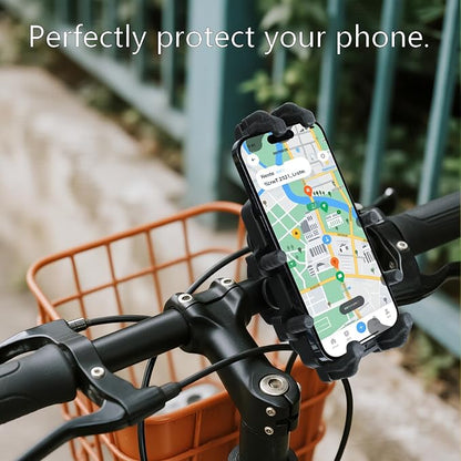 Bike Phone Mount Holder - [Dual Vibration Dampener] [Aluminum Alloy Handlebar Clamp] Anti-Vibration Bicycle Phone Holder Mount for iPhone 16/15/14/13 Pro Max, 4.7-7" Phones