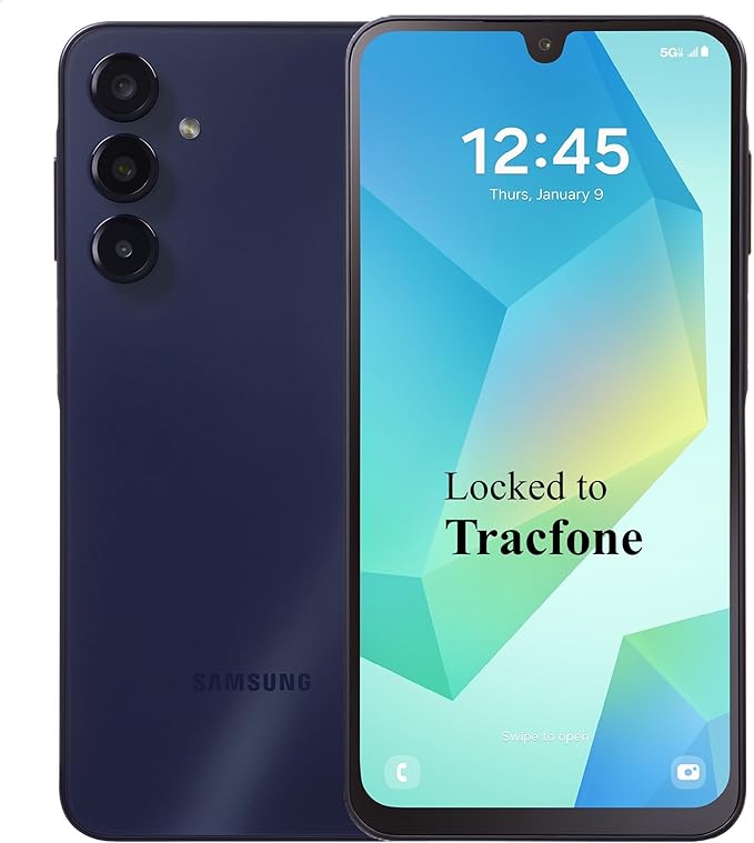 Tracfone Samsung Galaxy A16 5G, 128GB, 50MP Triple Camera, Android Smartphone, 6.5" FHD+ Super AMOLED 90Hz Display, Long-Lasting Battery - Locked to Tracfone - Awesome Black