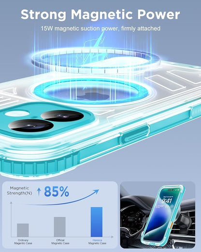for iPhone 16 Plus Waterproof Case with Magsafe, Built-in [Camera & Screen Protector] [Lanyard], IP68 Water Proof Full Body Dustproof Heavy Duty Frosted Protective Phone Cover, 6.7" Teal