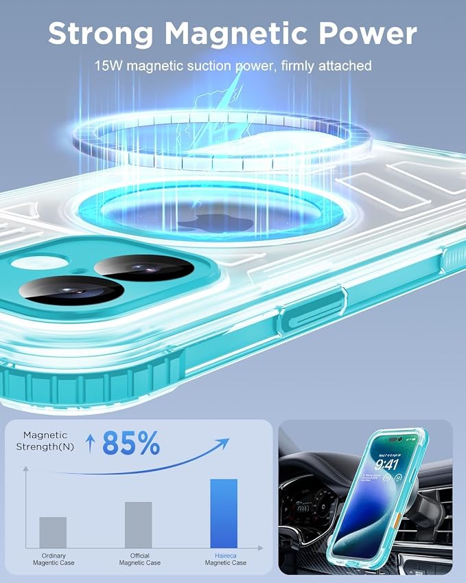 for iPhone 16 Waterproof Case with Magsafe, Built-in [Camera & Screen Protector] [Lanyard], IP68 Water Proof Full Body Dustproof Heavy Duty Frosted Protective Phone Cover, 6.1" Teal