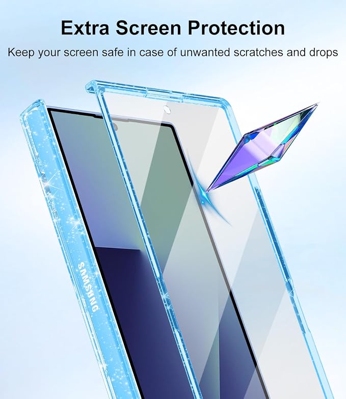 Btscase for Samsung Galaxy Z Fold 8 Ultra Case,Built in Front Screen Protector,[Compatible with MagSafe] Marble Hard PC Slim Shockproof Full Body Drop Protective Case for Z Fold 8 Ultra, Blue Glitter