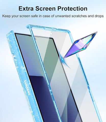 Btscase for Samsung Galaxy Z Fold 8 Ultra Case,Built in Front Screen Protector,[Compatible with MagSafe] Marble Hard PC Slim Shockproof Full Body Drop Protective Case for Z Fold 8 Ultra, Blue Glitter