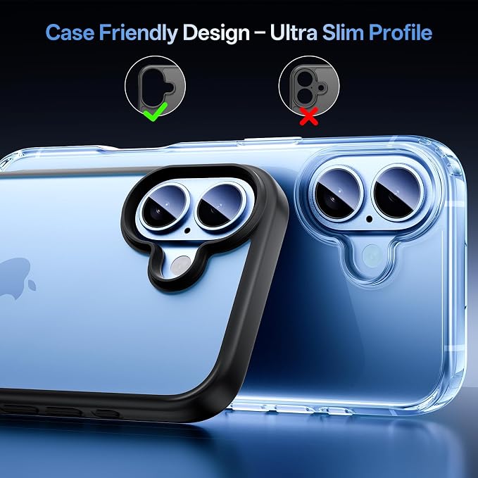 Camera Lens Protector for iPhone 17 6.3"（2025）-Single Piece,Ultra Thin Aluminum Alloy Frame,9H Dual-Strength Glass with 99% AR Light Transmittance,Case Friendly, Light Blue