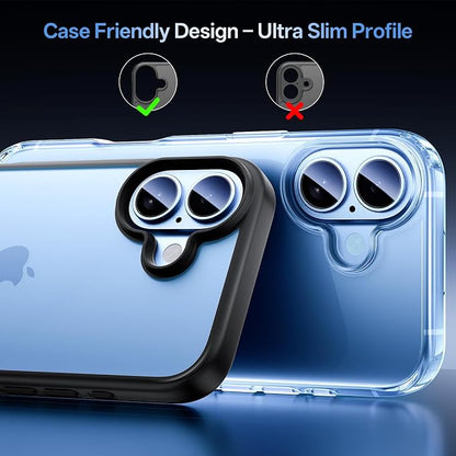 Camera Lens Protector for iPhone 17 6.3"（2025）-Single Piece,Ultra Thin Aluminum Alloy Frame,9H Dual-Strength Glass with 99% AR Light Transmittance,Case Friendly, Light Blue