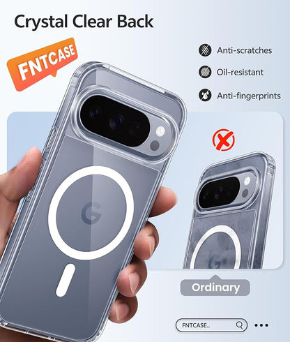 FNTCASE for Google Pixel 10 Pro XL / 9 Pro XL Case, Compatible with Magsafe | Screen Protector, Anti Yellowing, 14FT Military Grade Drop Protection, Shockproof Protective Phone Cover, Transparent Clear