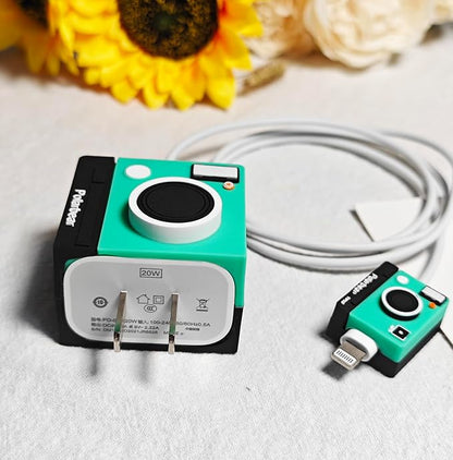 Cute Protective Case Compatible with Apple 20W USB-C Adapter Charger, 3D Cartoon Protective Cover, Cable Protector Sleeve for iPhone Charger (Camera)
