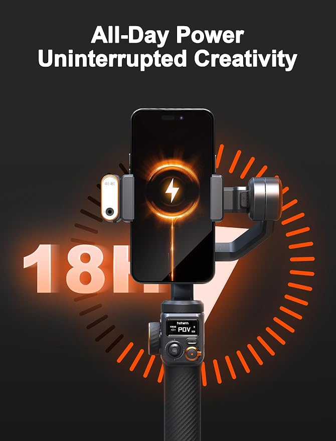 hohem iSteady M6 Kit Gimbal Stabilizer for Smartphone, 3-Axis Phone Gimbal with AI Tracking, Magnetic Fill Light, 18H Long Lasting Battery Stabilizer for iPhone & Android, Ideal for Video Recording