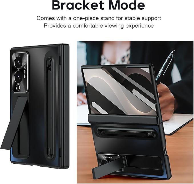 Case for Samsung Galaxy Z Fold 8 Wide, with Kickstand (Black) | Stulys, Screen Protector, Shockproof, Slim, Anti-fingerprint, Scratch-Resistant, Lens Protection, Hands-free Viewing