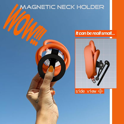 Neck Phone Holder Magnetic Hands Free for POV/Vlog Selfie Chest Mount with Strap Perfect for Recording, Cooking, Cycling Compatible with iPhone, Android, 27.5inch Flexible Hose for 100lb-265lb Weight