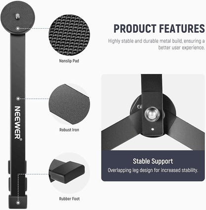 NEEWER Metal Mini Tripod Base for TL120C TL60 CL124 Tube Light Wand Stick, Extra Stable Foldable Handheld Tripod Legs Feet Tabletop Light Stand with 1/4" Screw, Silicone Pad, 3"/8cm Low Angle, CTN5