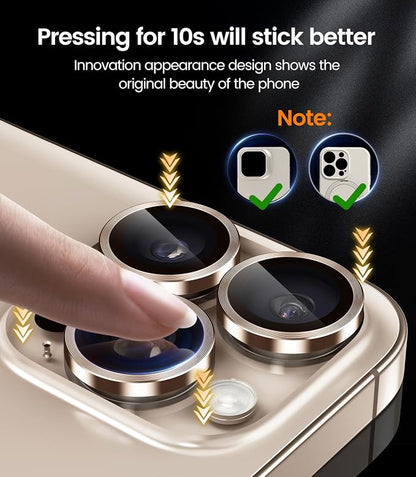 iGluz 2 Pack Anti-Reflection Camera Lens Protector for iPhone 16 Pro/iPhone 16 Pro Max [98% Transmittance][1-Step Installation Tray][Strong Adsorption] 9H Shatterproof Tempered Glass-Desert Titanium