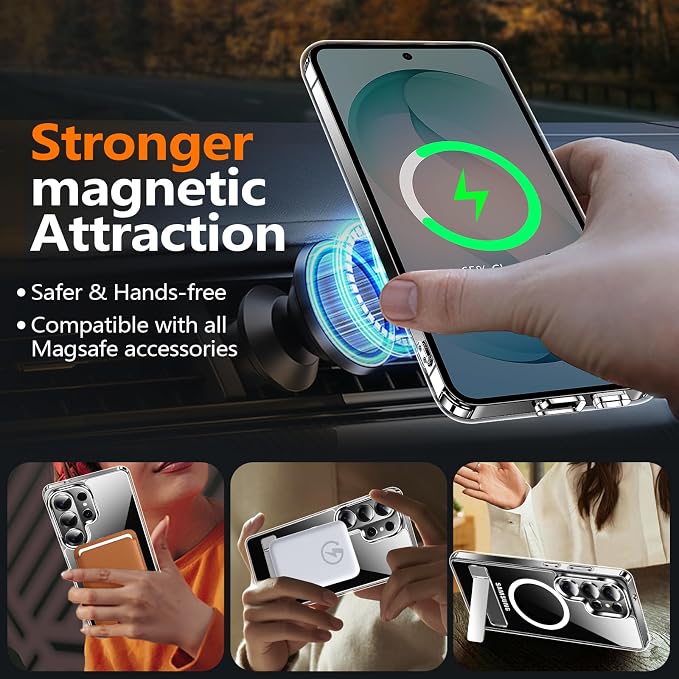 MOZOTER for Samsung Galaxy S26 Ultra Case with Kickstand,[Compatible with Magsafe][2*Screen Protector],Military-Grade Protection,Magnetic Phone Case for Samsung Galaxy S26 Ultra-Clear