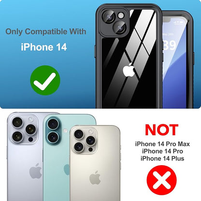 ANTSHARE for iPhone 14 Case, with [Built-in Privacy Screen Protector] [IP 68 Waterproof], Anti-Peeping Adsorption Full Body Double Protective Case for iPhone 14, Black