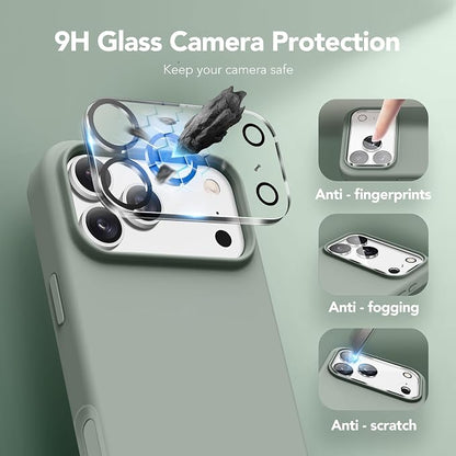 GONEZ Magnetic for iPhone 17 Pro Max Case, Compatible with MagSafe, [Screen Protector + Camera Lens Protector], Liquid Silicone Anti-Scratch Shockproof Protective Phone Case 6.9 inch, Calke Green