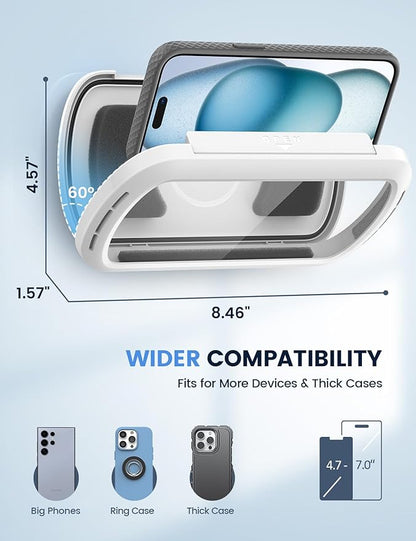 Lamicall Shower Phone Holder with Speaker Holes, IPX6 Waterproof Clear Sound & 480° Rotation Shower Case Accessories, Waterproof Bathroom Wall Mount for iPhone 17 16 Pro Max Air, S25 Ultra, 4-7" Phone