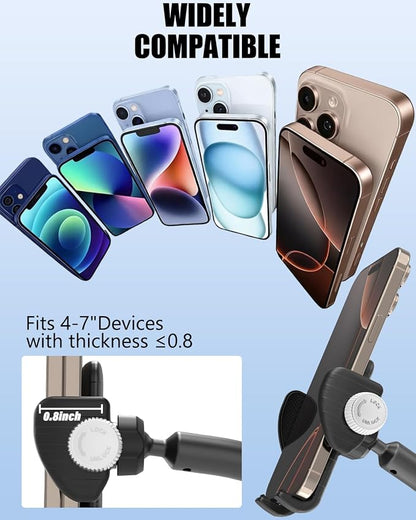 Charchendo Gooseneck Exercise Bike & Spin Bike Phone Holder [Anti-Drop Design], Secure Non-Slip Handlebar Mount Clamp, Fit 17 16 15 14 13 12 Pro Plus Max Mini and 4-7" Phones with Thick Cases