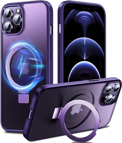 Chicfun 3-in-1 [Magnetic+Kickstand+Ring Holder] for iPhone 12 Pro Max Case Stand Ring Holder Compatible with MagSafe, Military Shockproof Protective Matte iPhone 12 Pro Max Phone Case Kickstand Cover