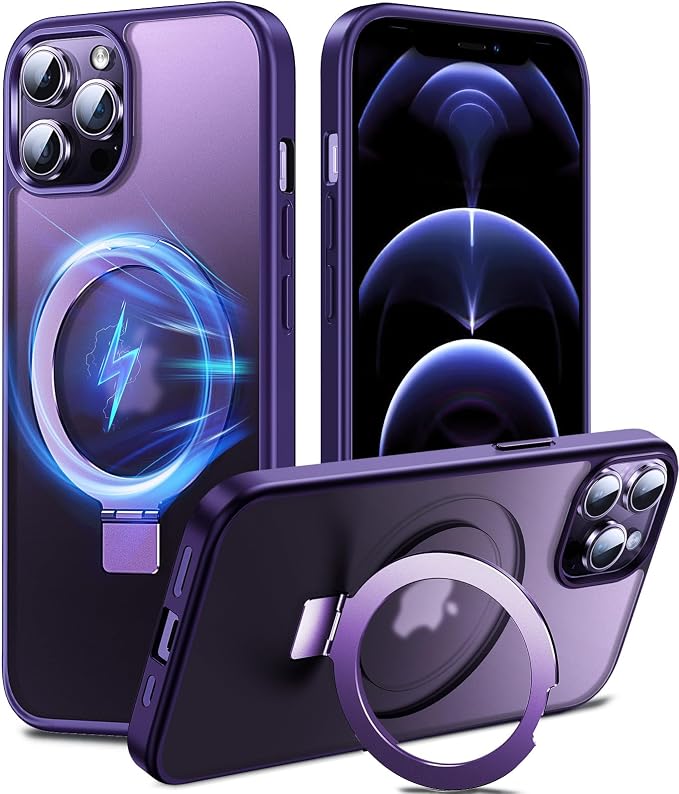 Chicfun 3-in-1 [Magnetic+Kickstand+Ring Holder] for iPhone 12 Pro Max Case Stand Ring Holder Compatible with MagSafe, Military Shockproof Protective Matte iPhone 12 Pro Max Phone Case Kickstand Cover