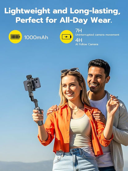 AOCHUAN Gimbal Stabilizer for iPhone, 4 in 1 Phone Gimbal w/360° Rotation for iPhone/Andriod Sefie Stick Tripod w/Auto Face Tracking and Wireless Remote for Vlogging-M3 Promini Black