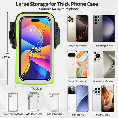 Wrist Phone Holder for Running, Forearm Armbands, Running Armband with Card Slot for iPhone Pro Max Plus (16/15/14/13/12/11/X/XR), for Galaxy S24/S10, Wristband Up to 7.0'' Phone