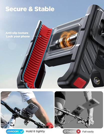 JOYROOM Motorcycle Bike Phone Mount Holder - Bicycle Handlebar Cell Phone Holder - Stroller Scooter Phone Clip for iPhone Samsung Galaxy 4.7''-7'' Smartphones