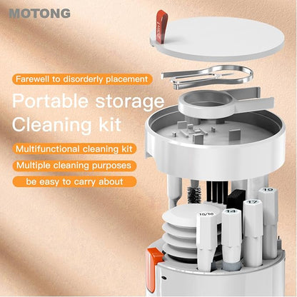 MOTONG Keyboard Screen Brush Cleaning Kit, Mutifunctional Electronic Cleaner Tools Kits for AirPods Laptop Camera Phone PC (White)