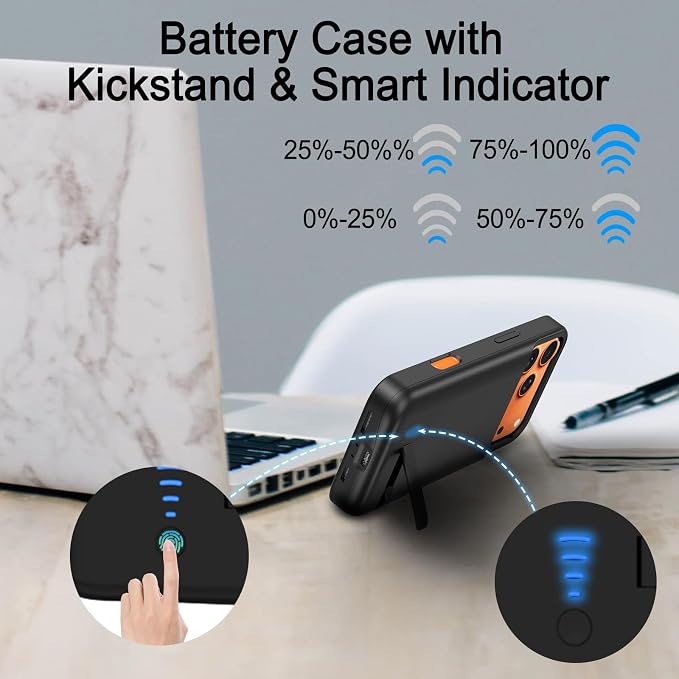 Battery Case for iPhone 17 Pro (8500mAh),Rechargeable Extended Fast Charger Charging Case with Kickstand, Portable Protective Battery Back Pack Cover for iPhone 17 Pro(6.3") Black