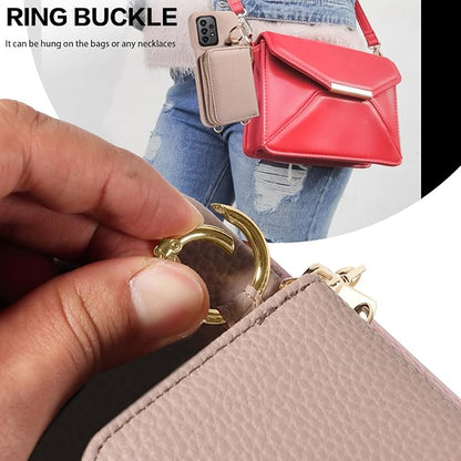 Wallet Case for Samsung Galaxy A23 5G/4G with Shoulder Strap Ring Buckle, Luxury PU Leather Zipper Flip Organ Purse, Credit Card Holder Stand Full Body Cell Phone Cover for A 23 23A 6.6 Khaki