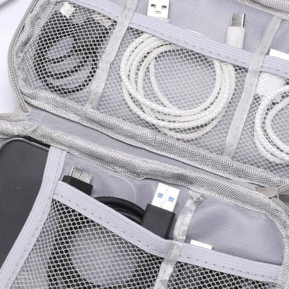 2 Pcs Travel Charger Organizer Bags Waterproof Electronic Storage Pouch Portable Charging Cable Carry Case Small Power Bank Organizing Bag Compact Tech Accessories Pouch with Zipper Grey