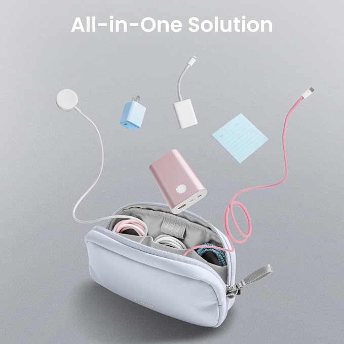tomtoc Electronics Organizer Travel Case, Cable Organizer for Essentials | Water Resistant Tech Pouch Accessories Travel Bag Carry Storage for Cord, Phone, Cables, Airpods, USB Drive, Daily Items