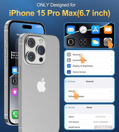for iPhone 15 Pro Max Case Waterproof | Shockproof Dust Proof Phone Case Cover with Screen Protector for iPhone 15 Promax - Clear