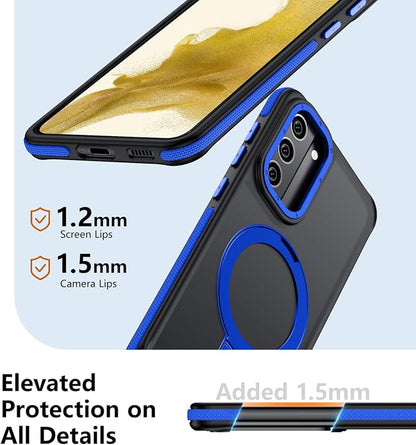 for Samsung Galaxy S22 Plus Case, Magnetic Adjustable Ring Stand [Fit for Magsafe], [Military-Grade Shockproof Protection] Phone Case with Kickstand&Ring Holder (Blue)