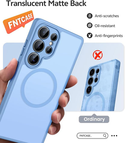 FNTCASE for Samsung Galaxy S24 Ultra Case, Compatible with Magsafe | Screen Protector, Full Camera Protection, Translucent Matte, 14FT Military Grade Drop Proof, Protective Phone Cover