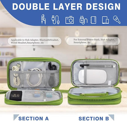 CAAORDKSO Electronic Organizer Travel USB Cable Accessories Bag/Case, Waterproof Electronics Accessories Case Organizer Bag for Cable, Cord, Charger, Phone, Power Bank, Earphone (Grass Green, Large)