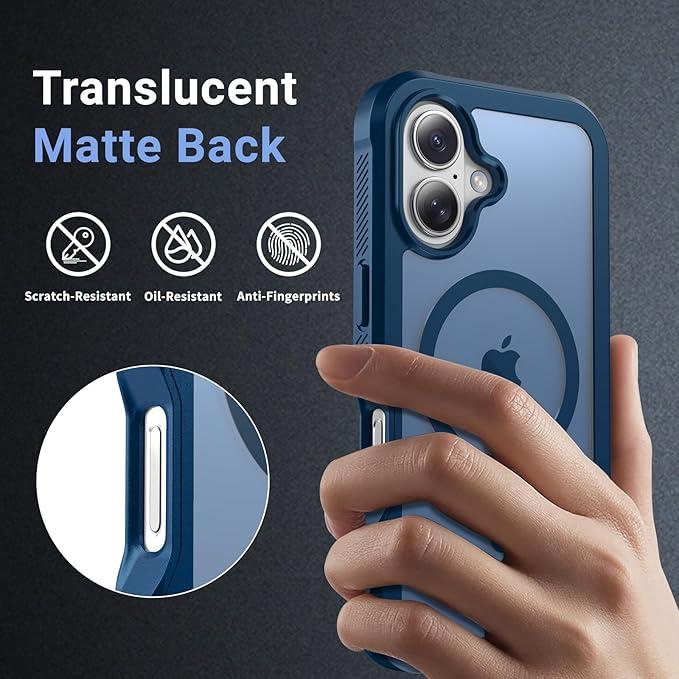 jaroco Magnetic for iPhone 17 Case, [Compatible with MagSafe][Military Grade Drop Protection][Heavy Duty Protection][Non-Slip][Shockproof] 2-Layer Durable Bumper Phone Case 6.3''-Deep Blue