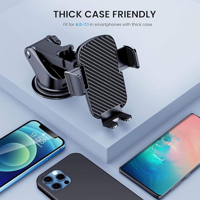 TICILFO Dash Car Phone Holder Mount - [Ultra-Strong Suction Cup] 360° Rotatable Car Phone Holder, Quick Release & Adjustable, Cell Phone Mount for Dashboard Windshield, Compatible with iPhone Android