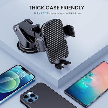 TICILFO Dash Car Phone Holder Mount - [Ultra-Strong Suction Cup] 360° Rotatable Car Phone Holder, Quick Release & Adjustable, Cell Phone Mount for Dashboard Windshield, Compatible with iPhone Android