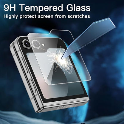 JETech Front Screen Protector for Samsung Galaxy Z Flip 7 FE/Flip 6, 3-Pack | Tempered Glass, Easy Installation Tool, HD Clear, Case-Friendly