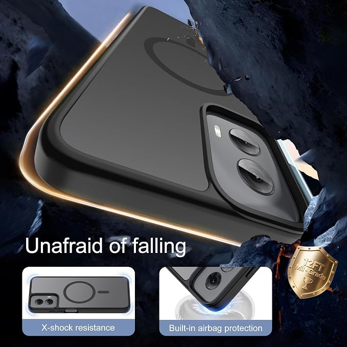 for Motorola Moto G Power 2024 Case Magnetic,Translucent Matte Compatible with Magsafe [Military-Grade Protection] with Screen Protector Shockproof Protective Case for Moto G Power 2024-Black