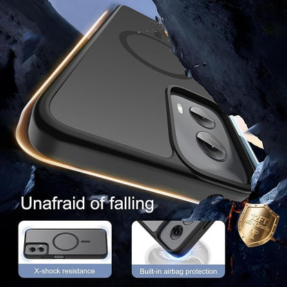 for Motorola Moto G Power 2024 Case Magnetic,Translucent Matte Compatible with Magsafe [Military-Grade Protection] with Screen Protector Shockproof Protective Case for Moto G Power 2024-Black